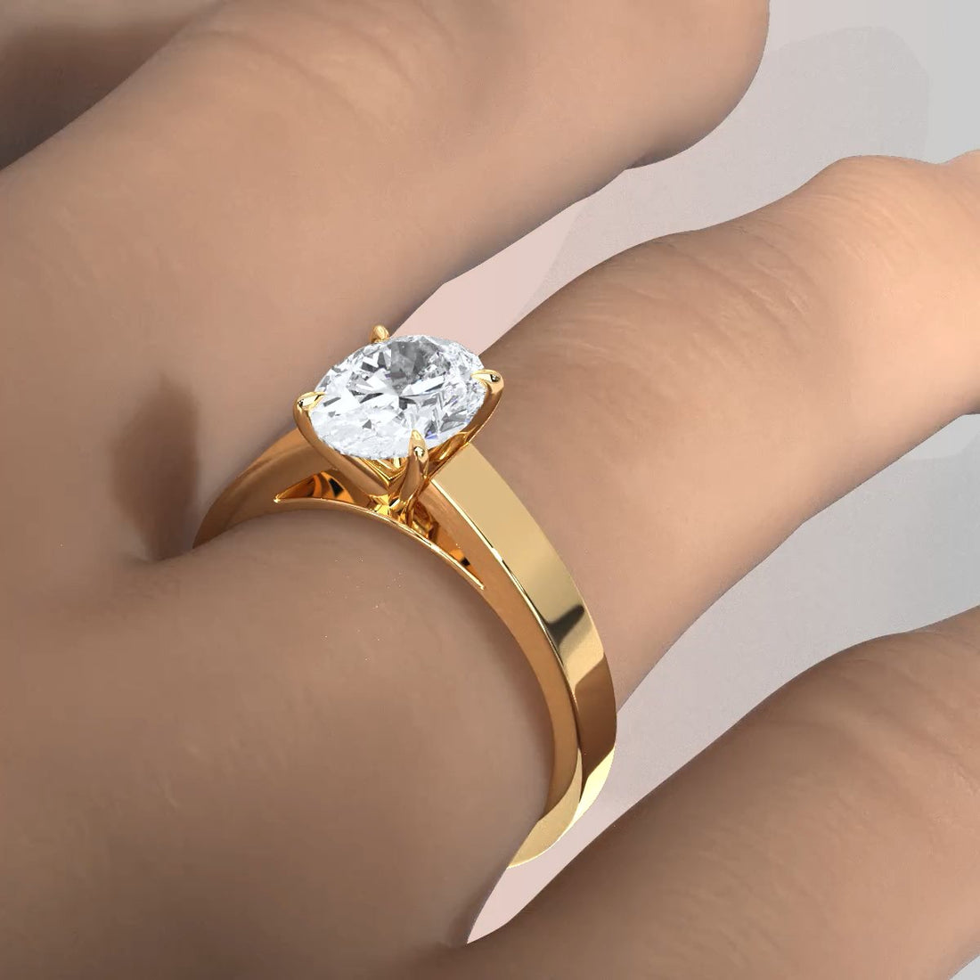 3.5mm Cathedral Style Flat Edge Solitaire Lab Grown Diamond IGI Certified Engagement Ring 4g Setting 1.00 Ctw.