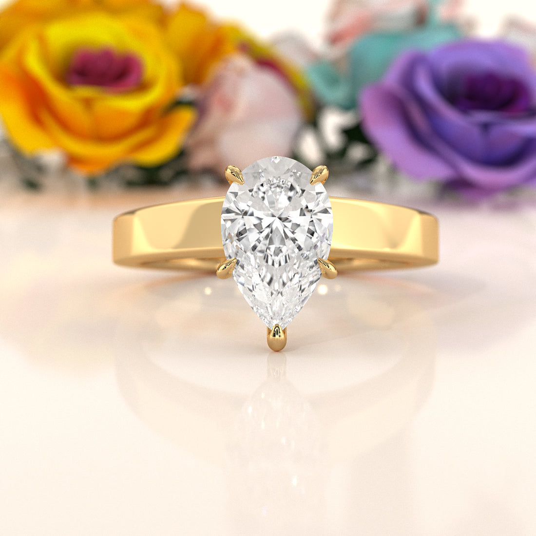3.5mm Cathedral Style Flat Edge Solitaire Lab Grown Diamond IGI Certified Engagement Ring 4g Setting 1.00 Ctw.