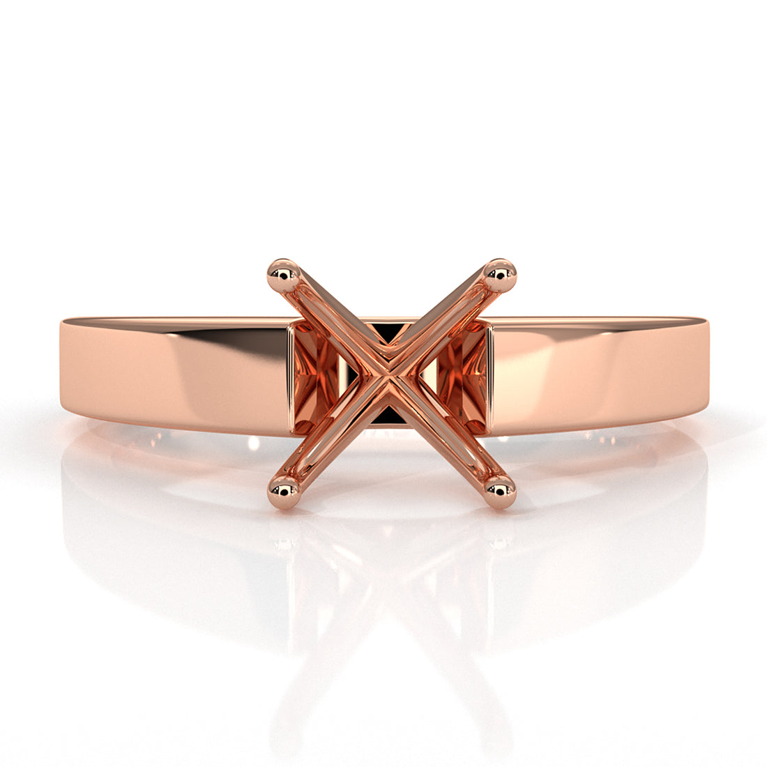 4g Cathedral Style Flat Edge Solitaire Semi Mount Engagement Ring Setting 3.5mm