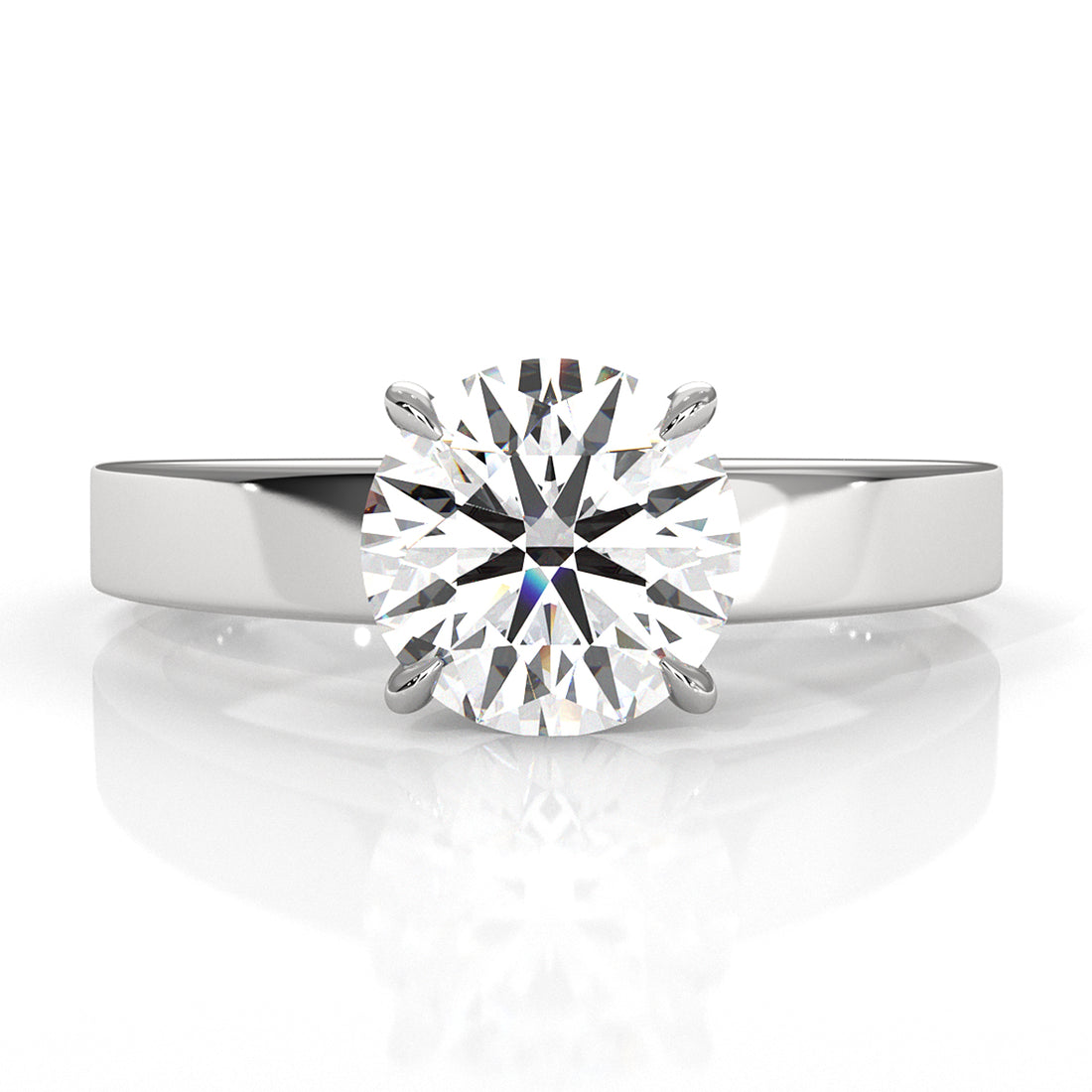 3.5mm Cathedral Style Flat Edge Solitaire Lab Grown Diamond IGI Certified Engagement Ring 4g Setting 1.00 Ctw.