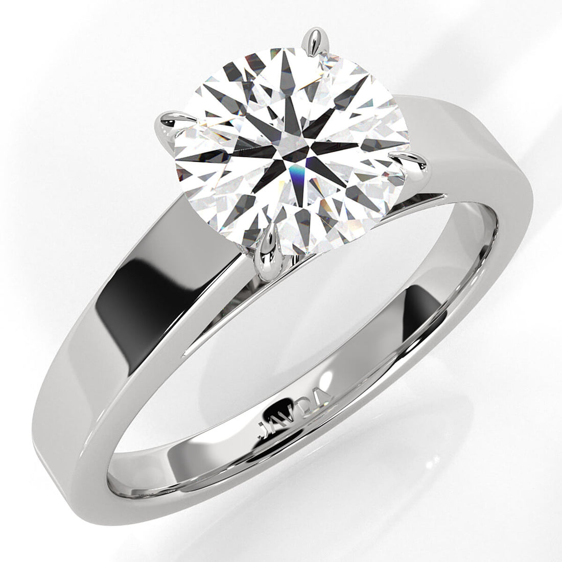 3.5mm Cathedral Style Flat Edge Solitaire Lab Grown Diamond IGI Certified Engagement Ring 4g Setting 1.00 Ctw.