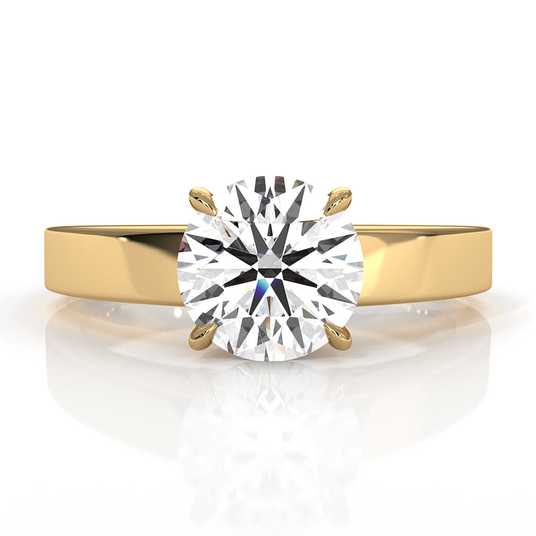 3.5mm Cathedral Style Flat Edge Solitaire Lab Grown Diamond IGI Certified Engagement Ring 4g Setting 1.00 Ctw.