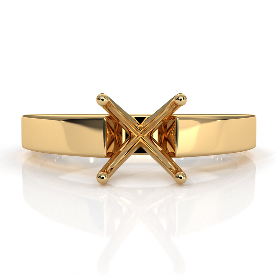 4g Cathedral Style Flat Edge Solitaire Semi Mount Engagement Ring Setting 3.5mm