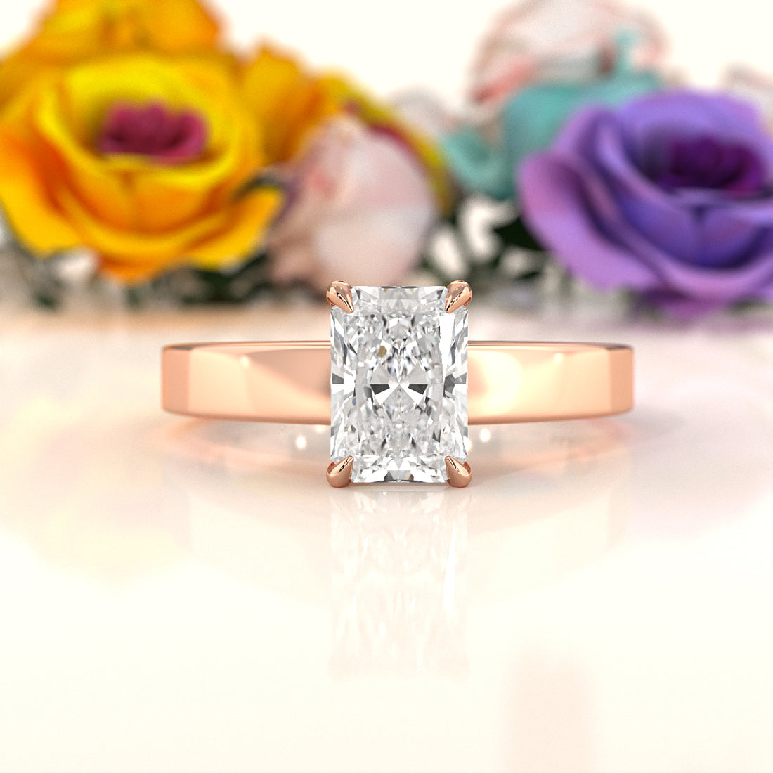 3.5mm Cathedral Style Flat Edge Solitaire Lab Grown Diamond IGI Certified Engagement Ring 4g Setting 1.00 Ctw.