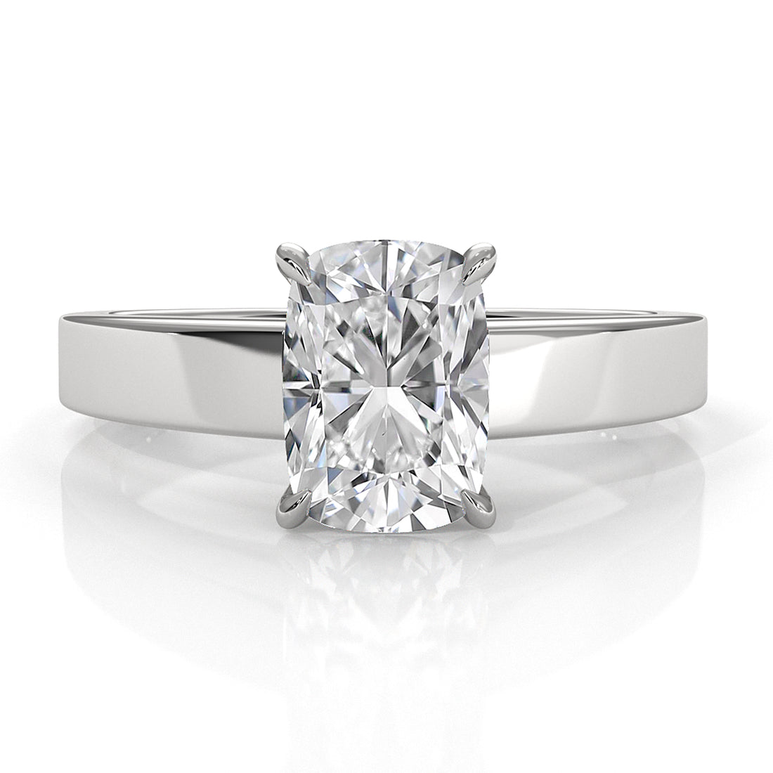 3.5mm Cathedral Style Flat Edge Solitaire Lab Grown Diamond IGI Certified Engagement Ring 4g Setting 1.00 Ctw.