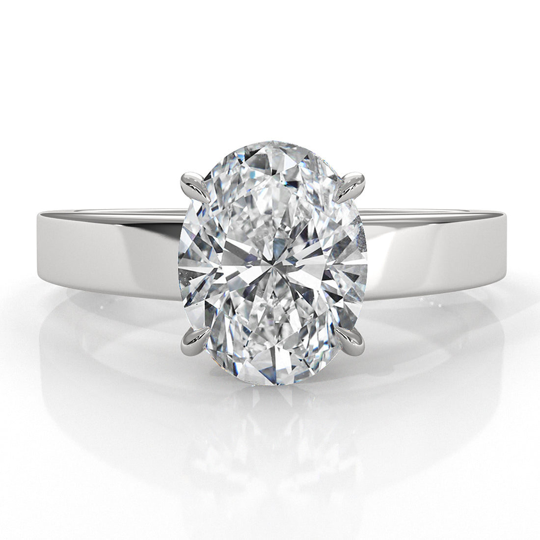 3.5mm Cathedral Style Flat Edge Solitaire Lab Grown Diamond IGI Certified Engagement Ring 4g Setting 1.00 Ctw.