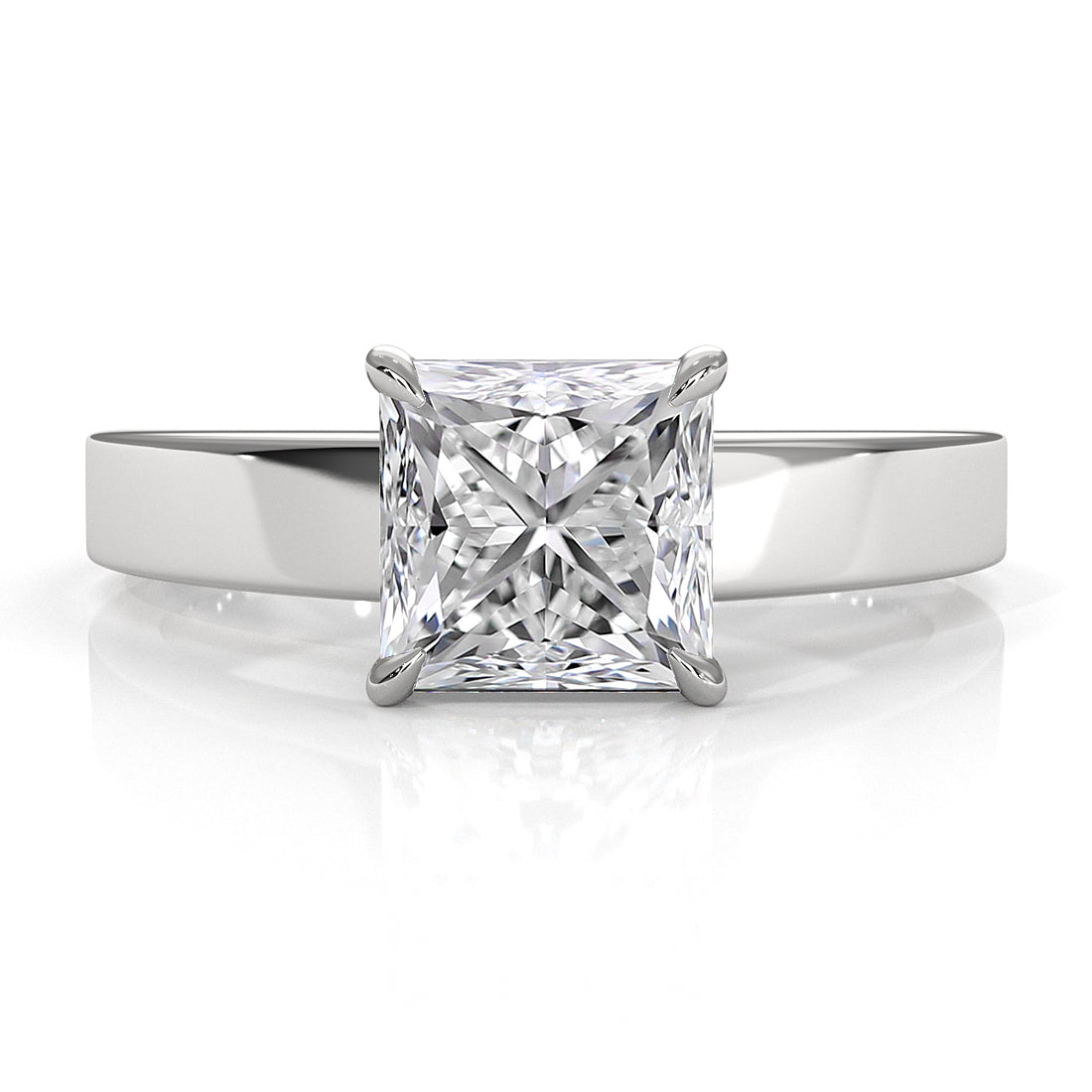 3.5mm Cathedral Style Flat Edge Solitaire Lab Grown Diamond IGI Certified Engagement Ring 4g Setting 1.00 Ctw.