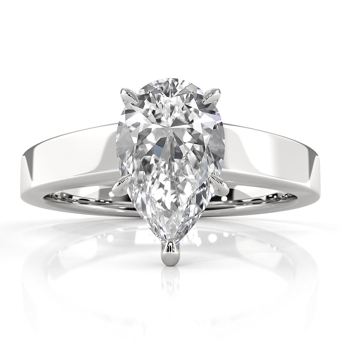 3.5mm Cathedral Style Flat Edge Solitaire Lab Grown Diamond IGI Certified Engagement Ring 4g Setting 1.00 Ctw.