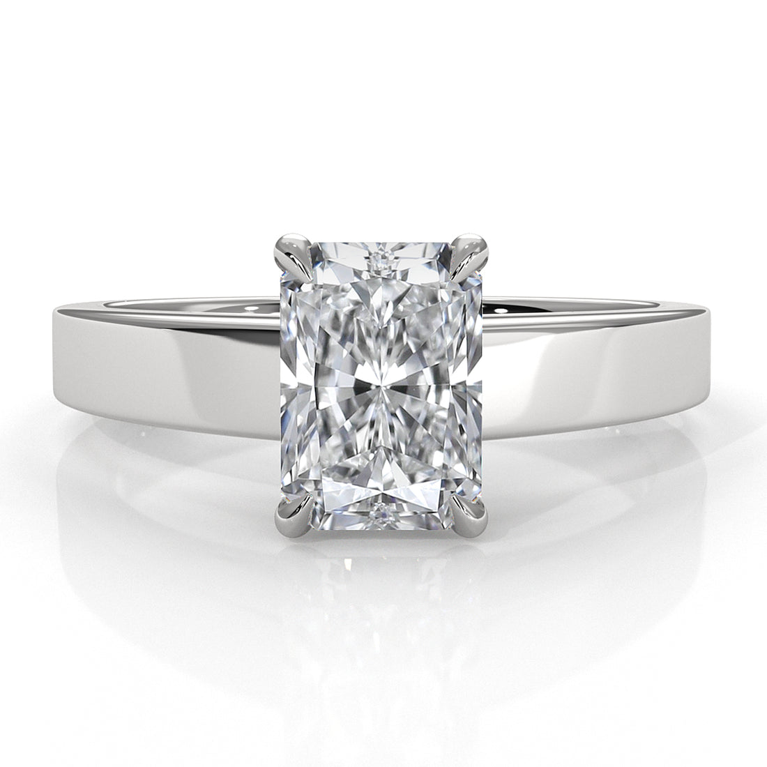 3.5mm Cathedral Style Flat Edge Solitaire Lab Grown Diamond IGI Certified Engagement Ring 4g Setting 1.00 Ctw.