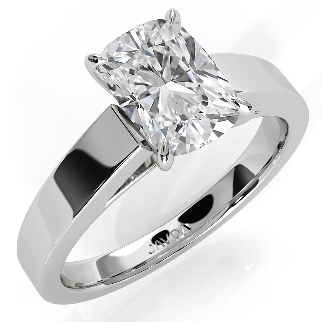 3.5mm Cathedral Style Flat Edge Solitaire Lab Grown Diamond IGI Certified Engagement Ring 4g Setting 1.00 Ctw.