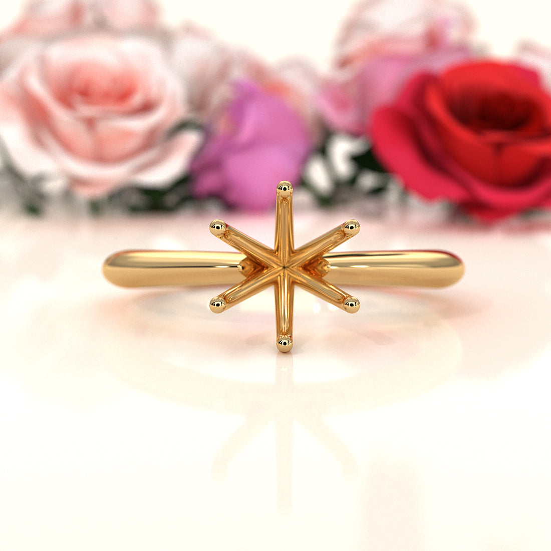 4.2g Six Prong Set Solitaire  Semi Mount Engagement Ring Setting 3mm