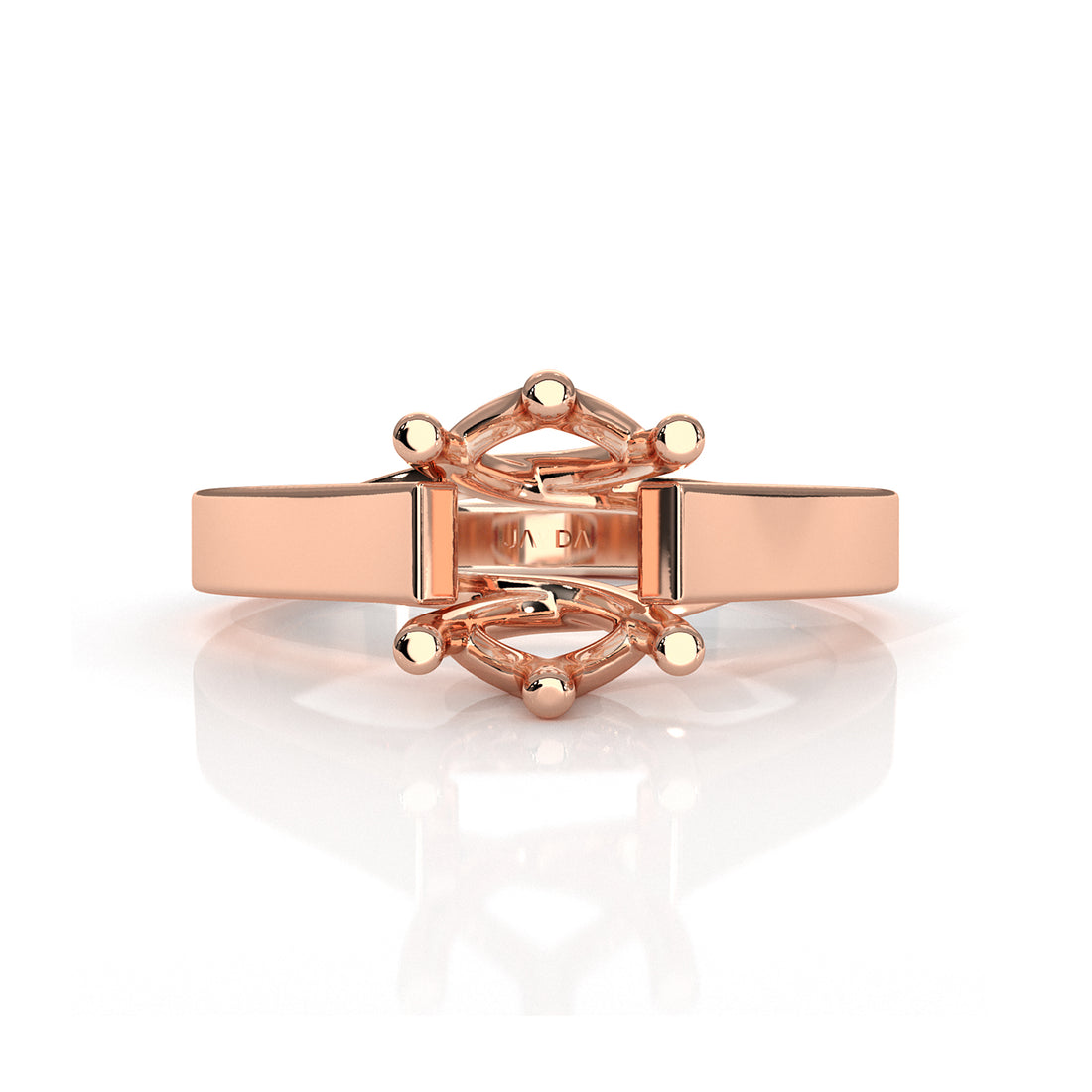 Six Prong Solitaire Trellis Style Semi Mount Engagement Ring Setting