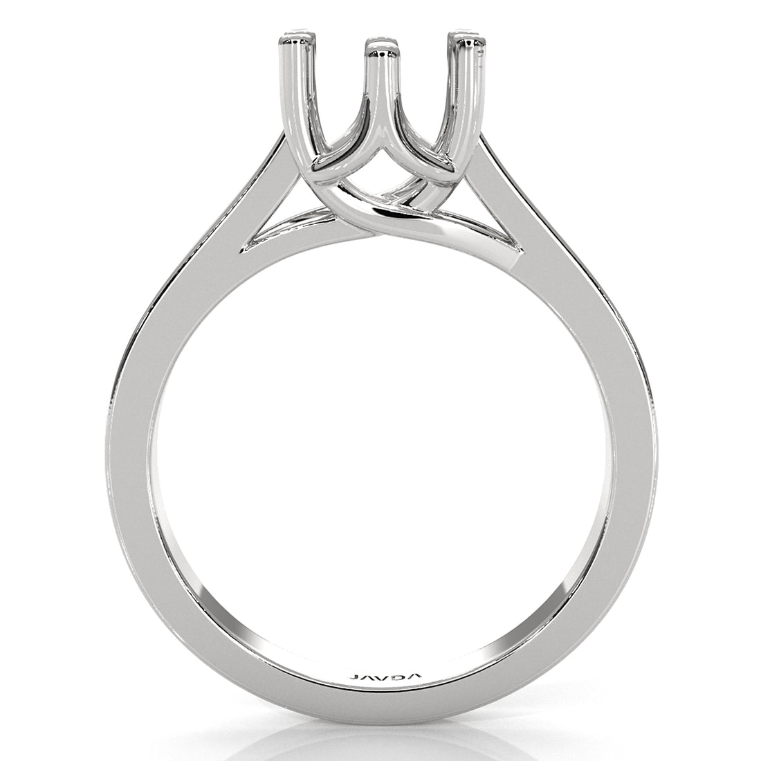 Six Prong Solitaire Trellis Style Semi Mount Engagement Ring Setting