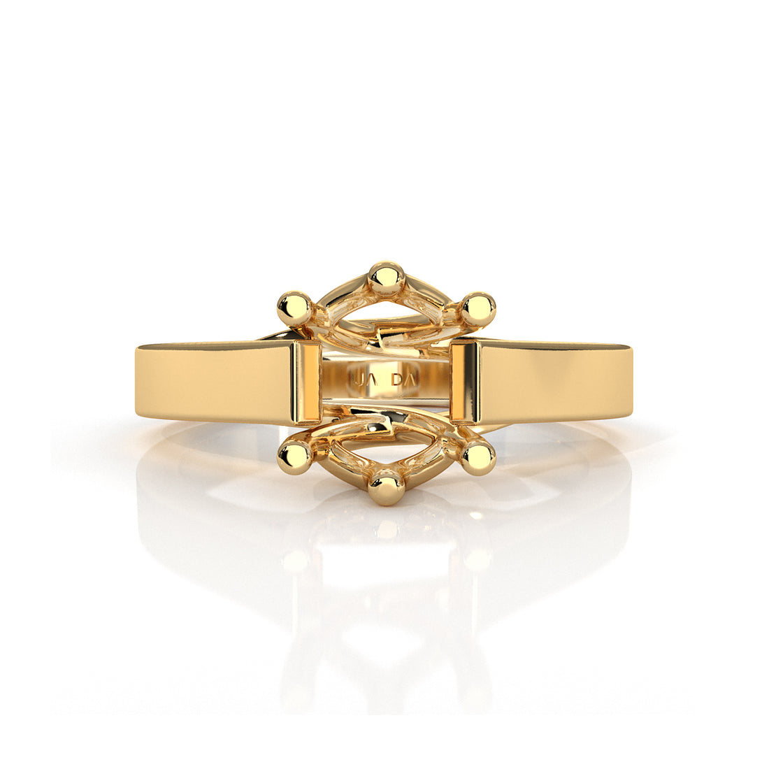 Six Prong Solitaire Trellis Style Semi Mount Engagement Ring Setting