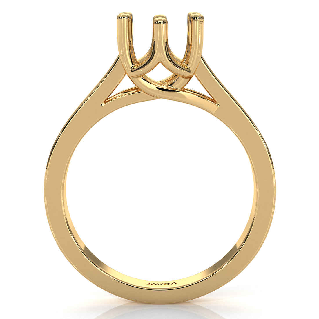 Six Prong Solitaire Trellis Style Semi Mount Engagement Ring Setting