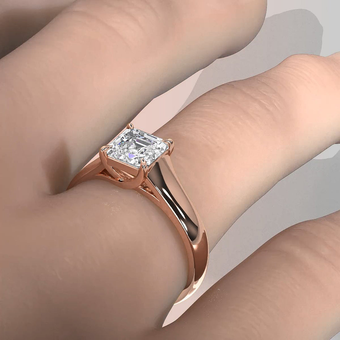 5g Trellis Solitaire Lab Grown Diamond IGI Certified Engagement 5.5mm Ring 1.00 Ctw.