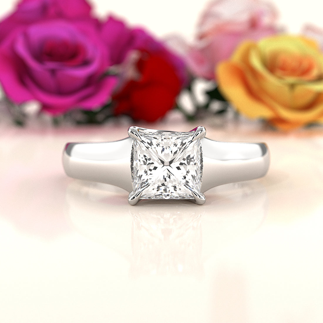 5g Trellis Solitaire Lab Grown Diamond IGI Certified Engagement 5.5mm Ring 1.00 Ctw.
