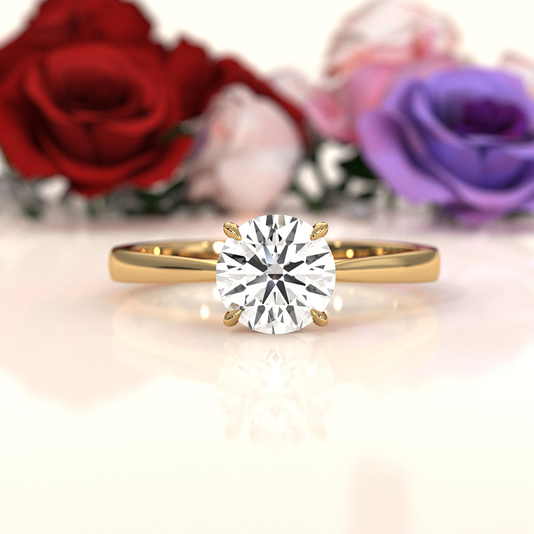 3g Lab Grown Diamond Tapper Solitaire IGI Certified Engagement Ring Setting 2mm 1.00 Ctw.