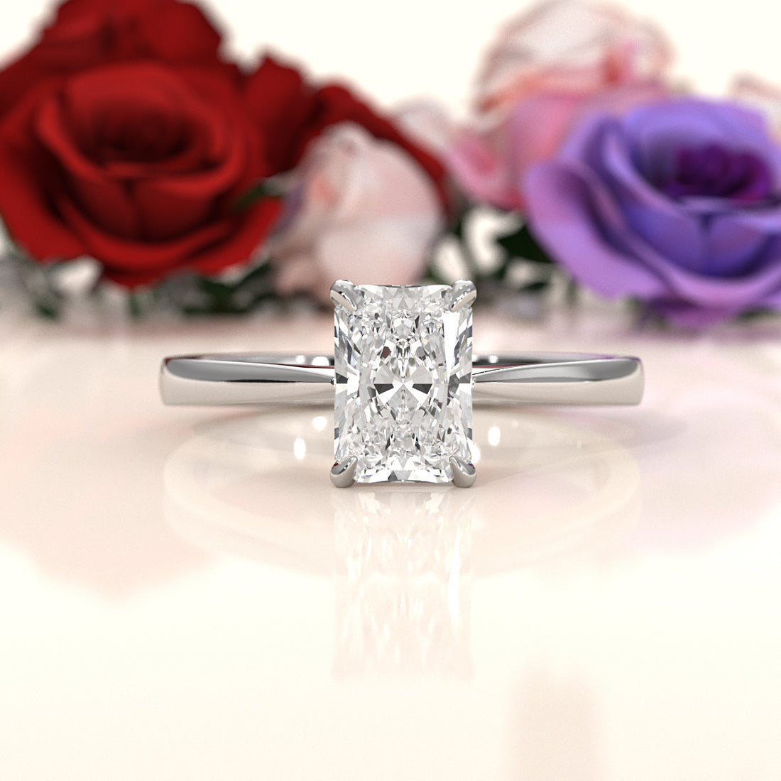 3g Lab Grown Diamond Tapper Solitaire IGI Certified Engagement Ring Setting 2mm 1.00 Ctw.