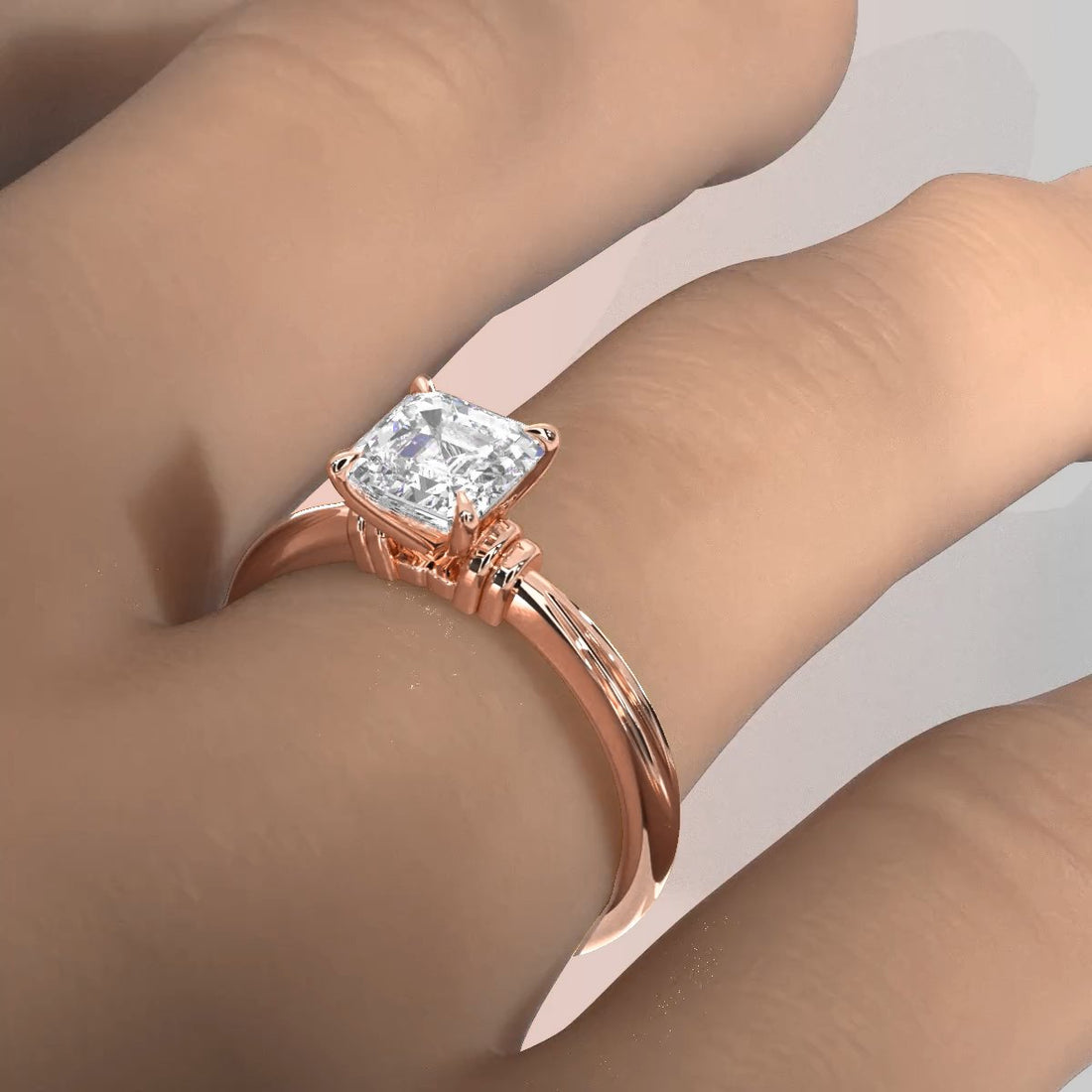 4.2g Ridged Solitaire Prong Set Lab Grown Diamond Engagement Ring IGI Certified 2.6mm 1.00 Ctw.