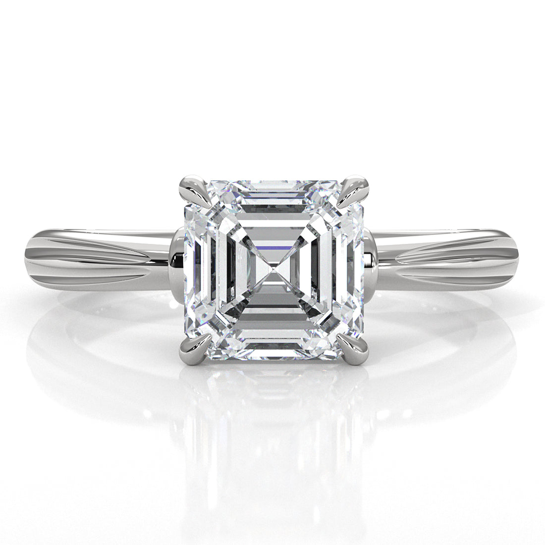 4.2g Ridged Solitaire Prong Set Lab Grown Diamond Engagement Ring IGI Certified 2.6mm 1.00 Ctw.