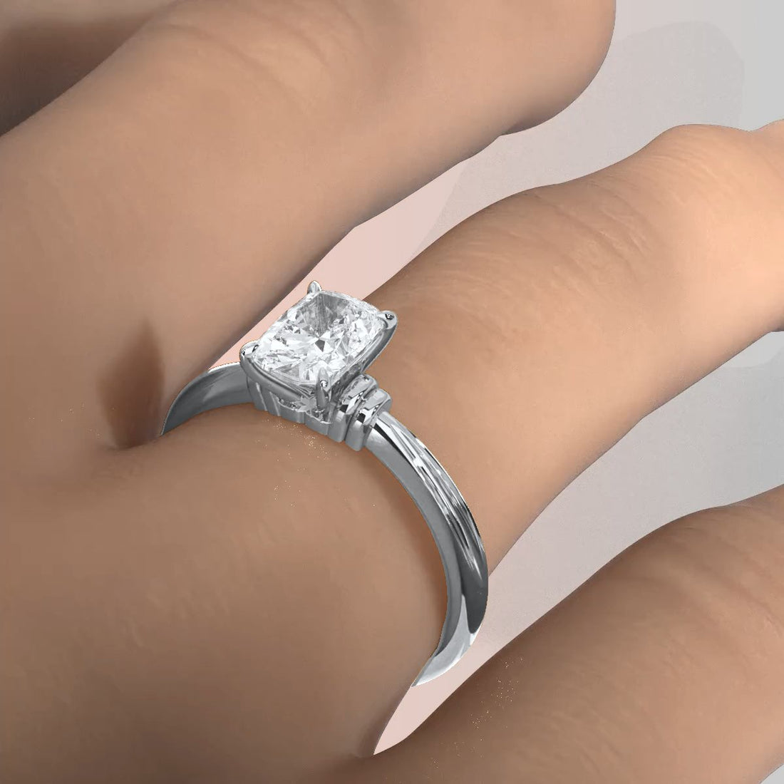 4.2g Ridged Solitaire Prong Set Lab Grown Diamond Engagement Ring IGI Certified 2.6mm 1.00 Ctw.