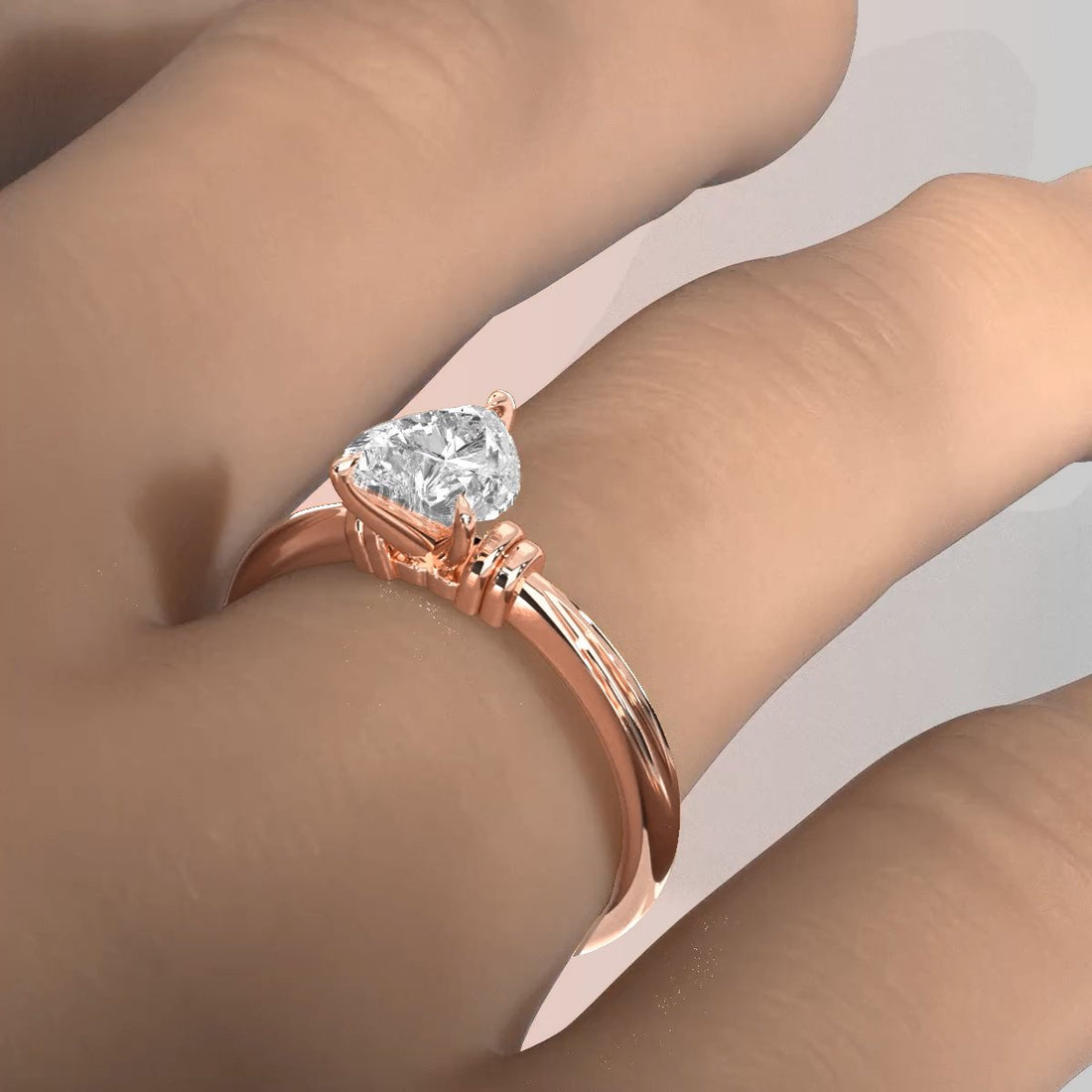 4.2g Ridged Solitaire Prong Set Lab Grown Diamond Engagement Ring IGI Certified 2.6mm 1.00 Ctw.