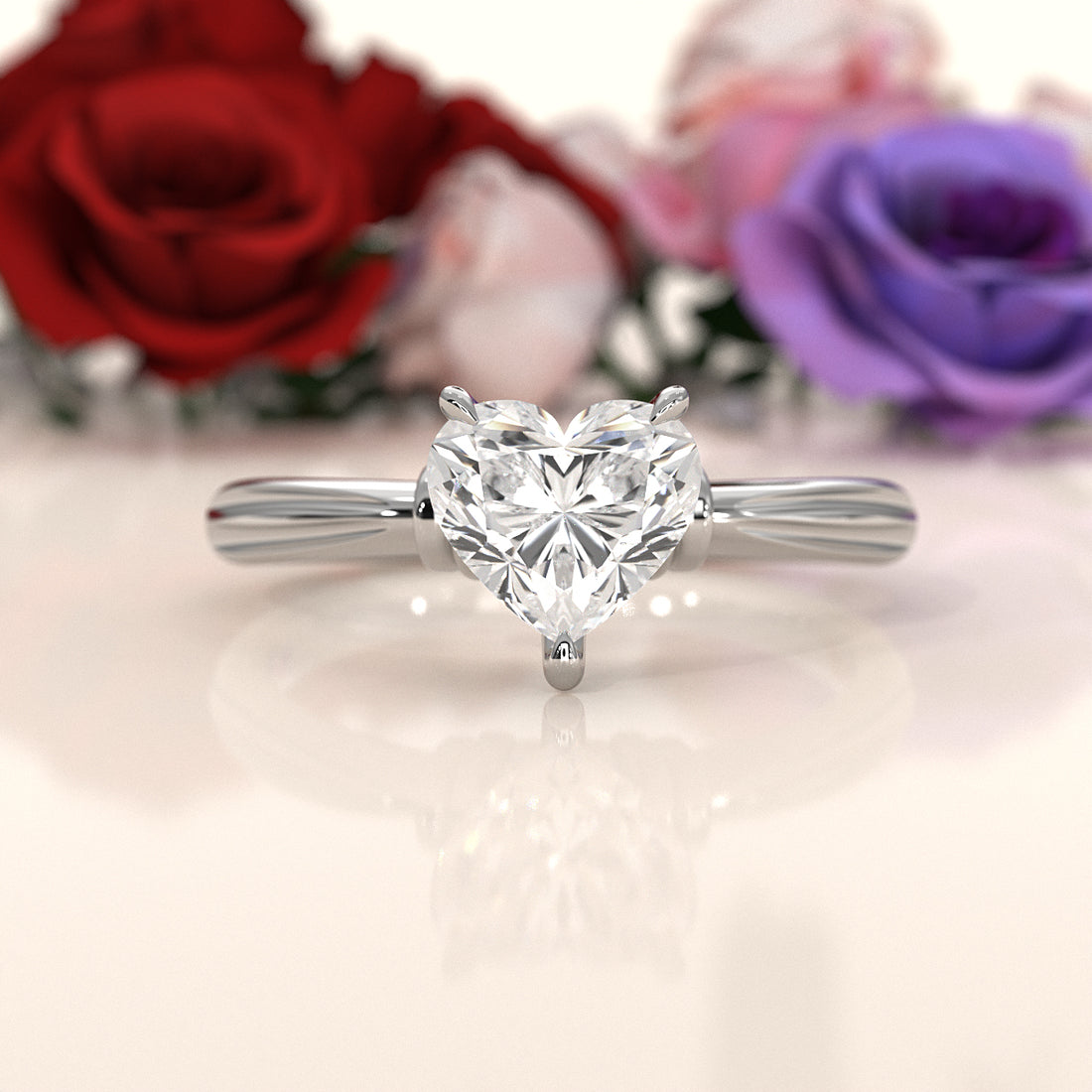4.2g Ridged Solitaire Prong Set Lab Grown Diamond Engagement Ring IGI Certified 2.6mm 1.00 Ctw.