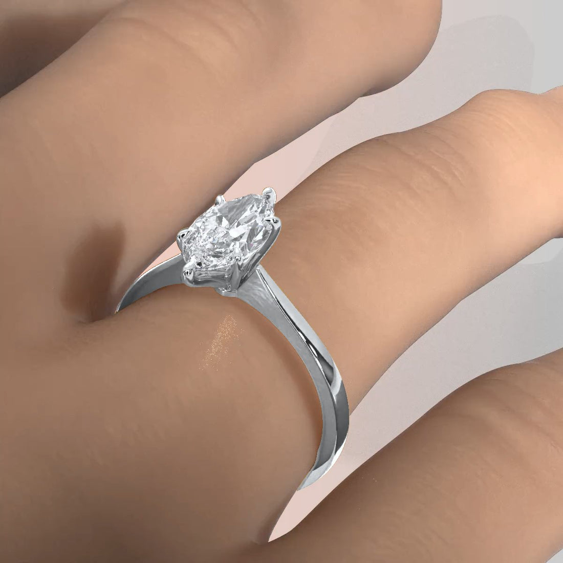 3g Lab Grown Diamond Tapper Solitaire IGI Certified Engagement Ring Setting 2mm 1.00 Ctw.