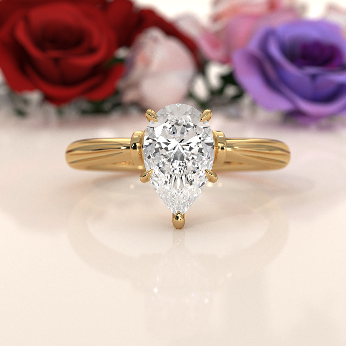 4.2g Ridged Solitaire Prong Set Lab Grown Diamond Engagement Ring IGI Certified 2.6mm 1.00 Ctw.