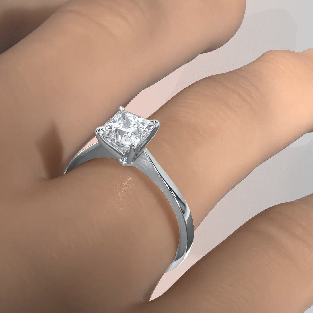 3g Lab Grown Diamond Tapper Solitaire IGI Certified Engagement Ring Setting 2mm 1.00 Ctw.