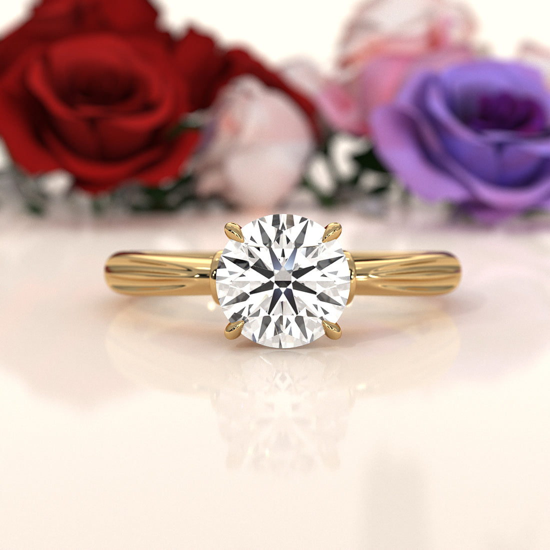 4.2g Ridged Solitaire Prong Set Lab Grown Diamond Engagement Ring IGI Certified 2.6mm 1.00 Ctw.