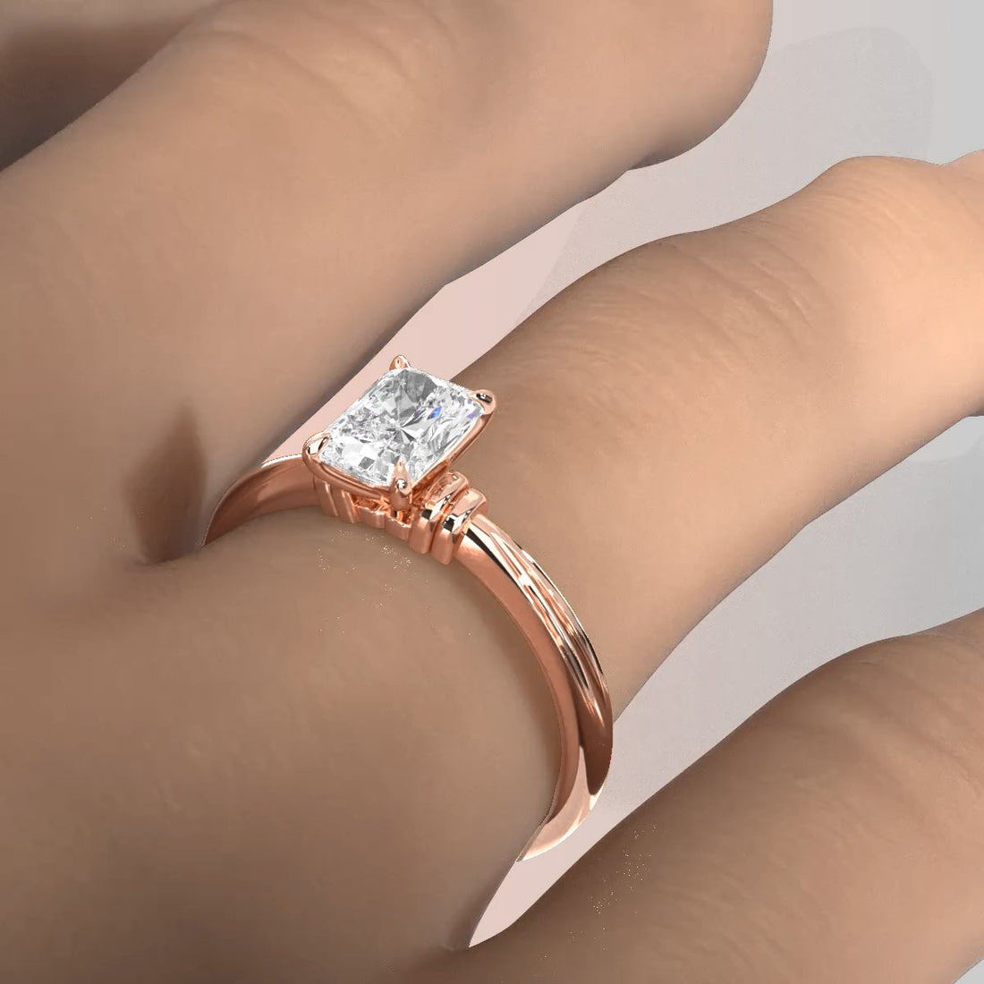 4.2g Ridged Solitaire Prong Set Lab Grown Diamond Engagement Ring IGI Certified 2.6mm 1.00 Ctw.