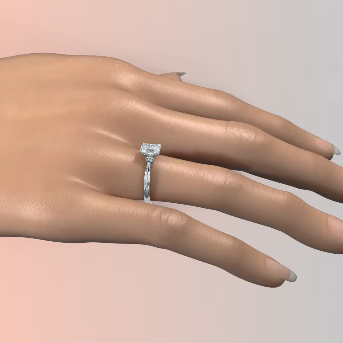 4.2g Ridged Solitaire Prong Set Lab Grown Diamond Engagement Ring IGI Certified 2.6mm 1.00 Ctw.