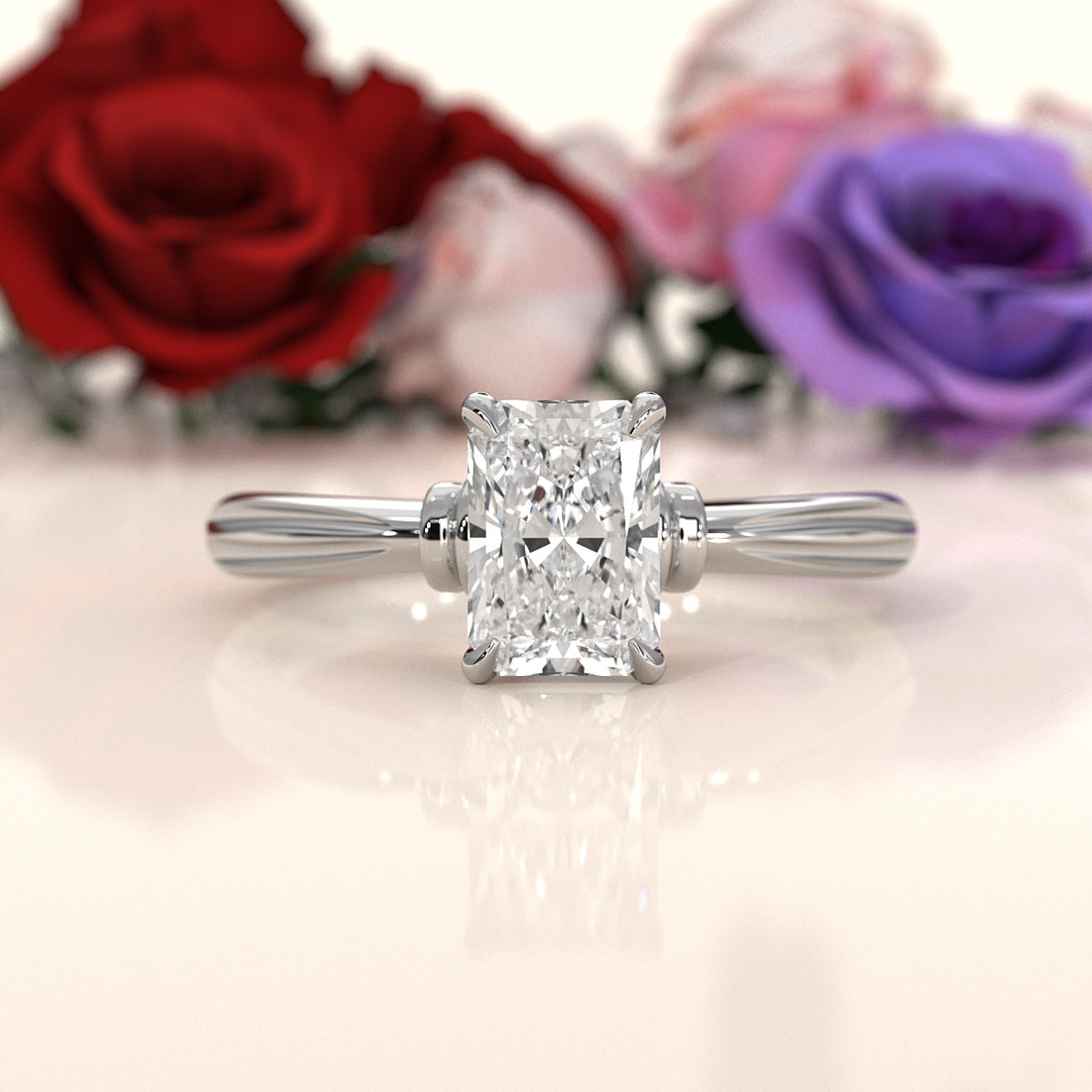 4.2g Ridged Solitaire Prong Set Lab Grown Diamond Engagement Ring IGI Certified 2.6mm 1.00 Ctw.