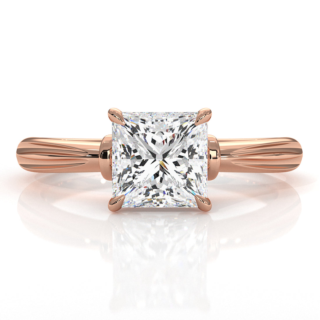 4.2g Ridged Solitaire Prong Set Lab Grown Diamond Engagement Ring IGI Certified 2.6mm 1.00 Ctw.