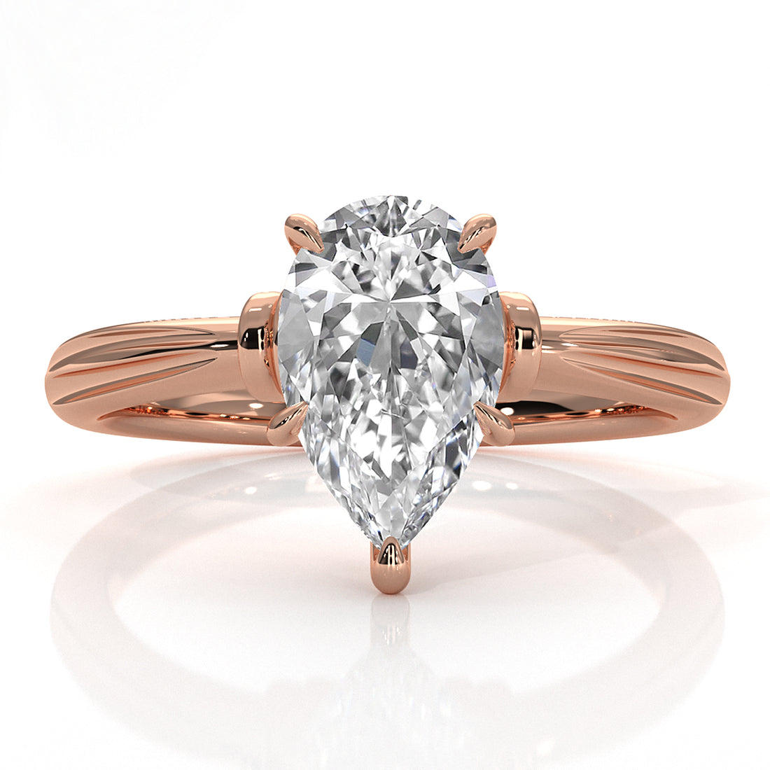4.2g Ridged Solitaire Prong Set Lab Grown Diamond Engagement Ring IGI Certified 2.6mm 1.00 Ctw.