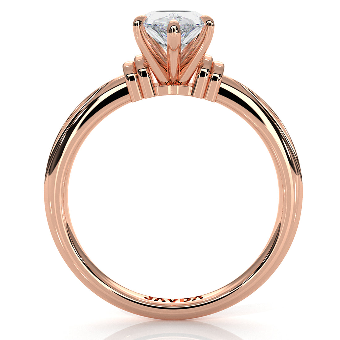 4.2g Ridged Solitaire Prong Set Lab Grown Diamond Engagement Ring IGI Certified 2.6mm 1.00 Ctw.