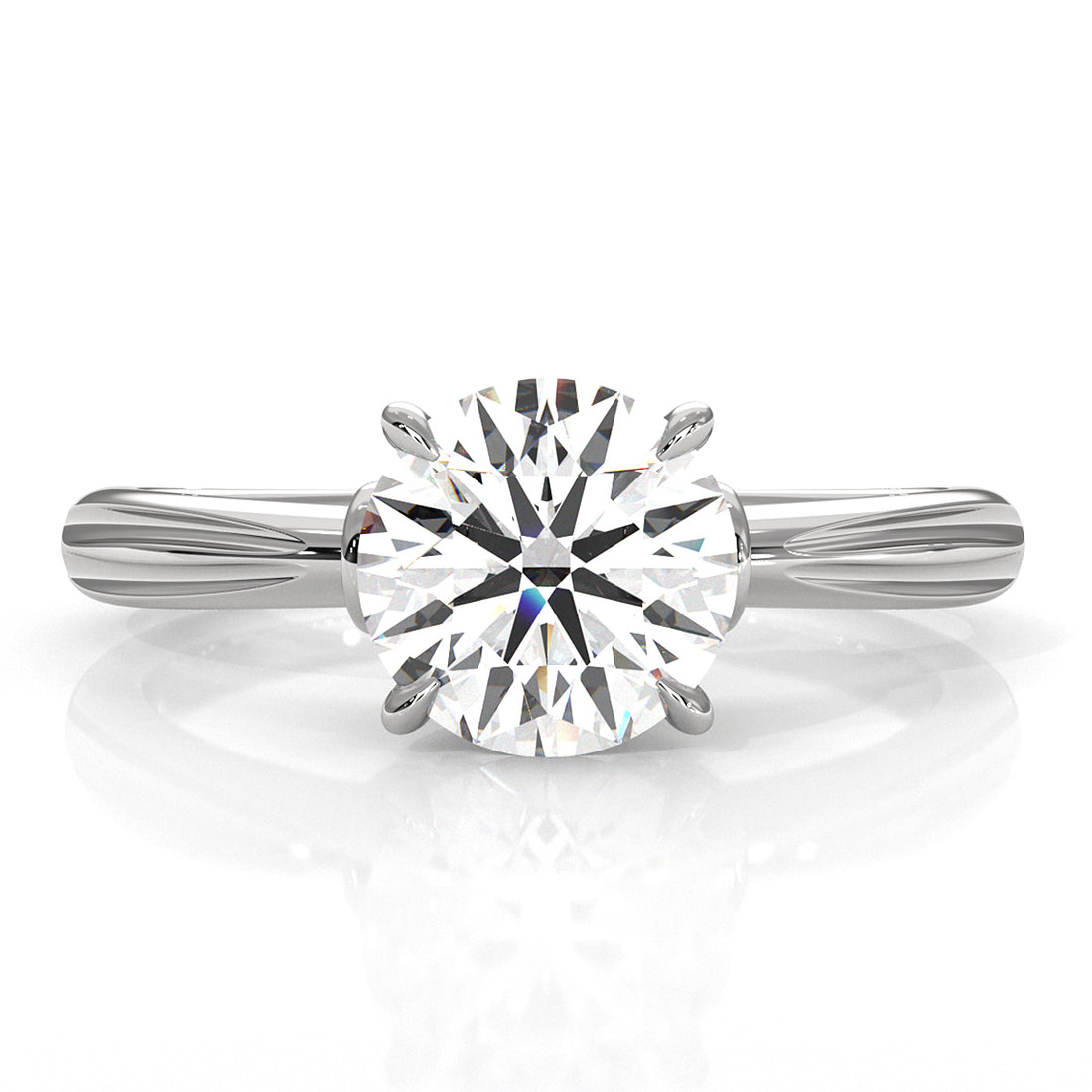 4.2g Ridged Solitaire Prong Set Lab Grown Diamond Engagement Ring IGI Certified 2.6mm 1.00 Ctw.