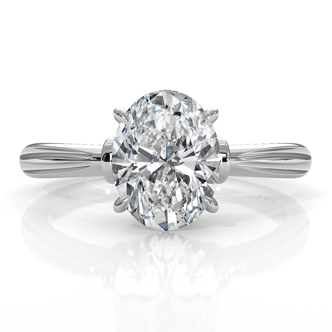 4.2g Ridged Solitaire Prong Set Lab Grown Diamond Engagement Ring IGI Certified 2.6mm 1.00 Ctw.