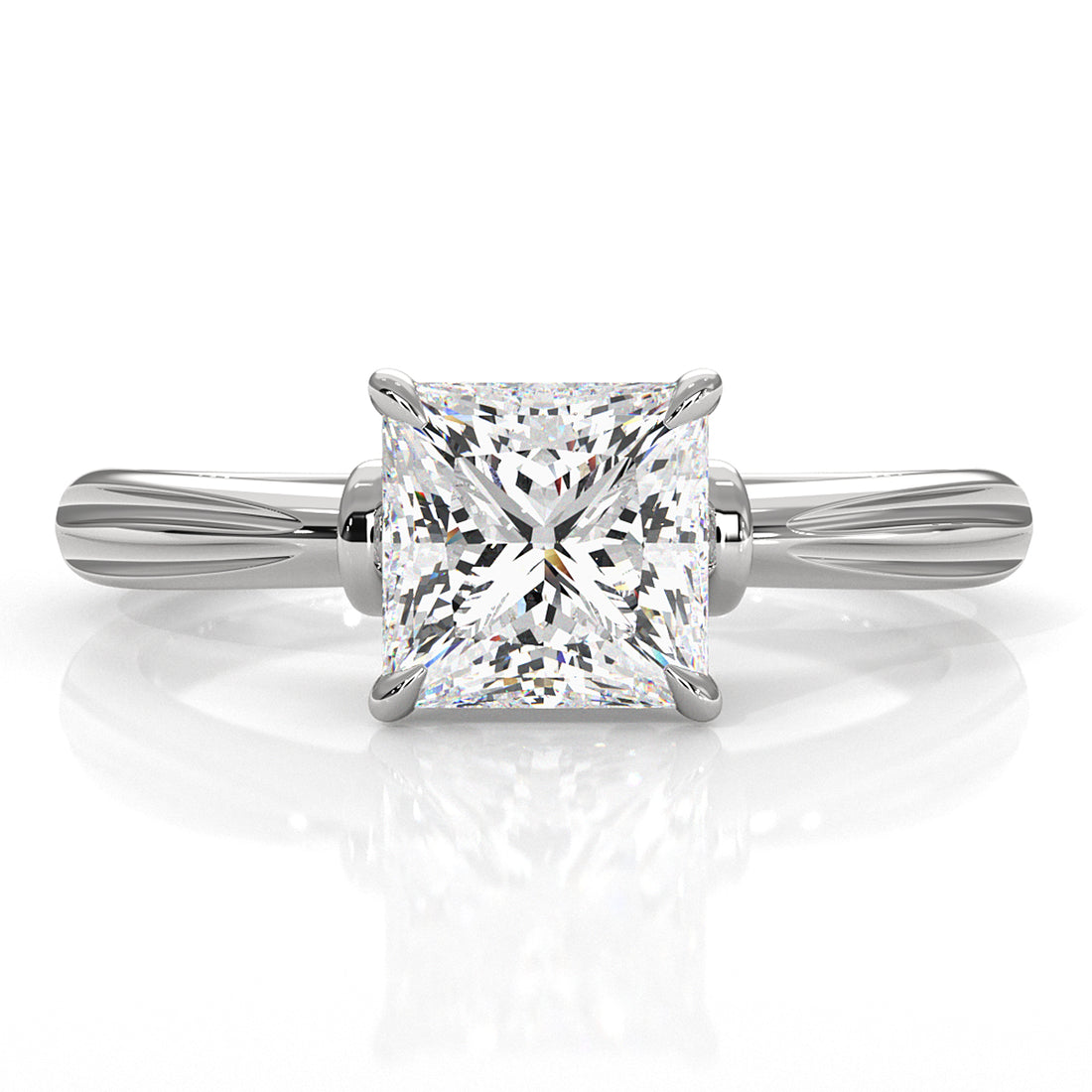 4.2g Ridged Solitaire Prong Set Lab Grown Diamond Engagement Ring IGI Certified 2.6mm 1.00 Ctw.