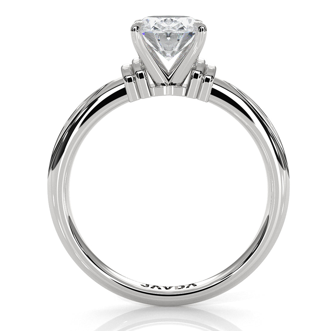 4.2g Ridged Solitaire Prong Set Lab Grown Diamond Engagement Ring IGI Certified 2.6mm 1.00 Ctw.