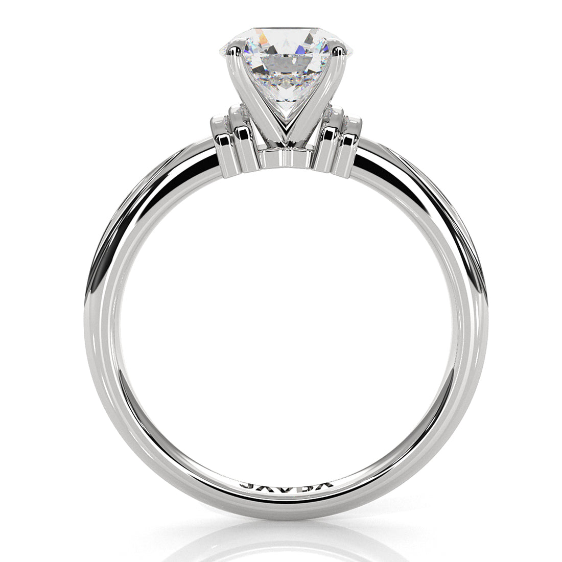 4.2g Ridged Solitaire Prong Set Lab Grown Diamond Engagement Ring IGI Certified 2.6mm 1.00 Ctw.