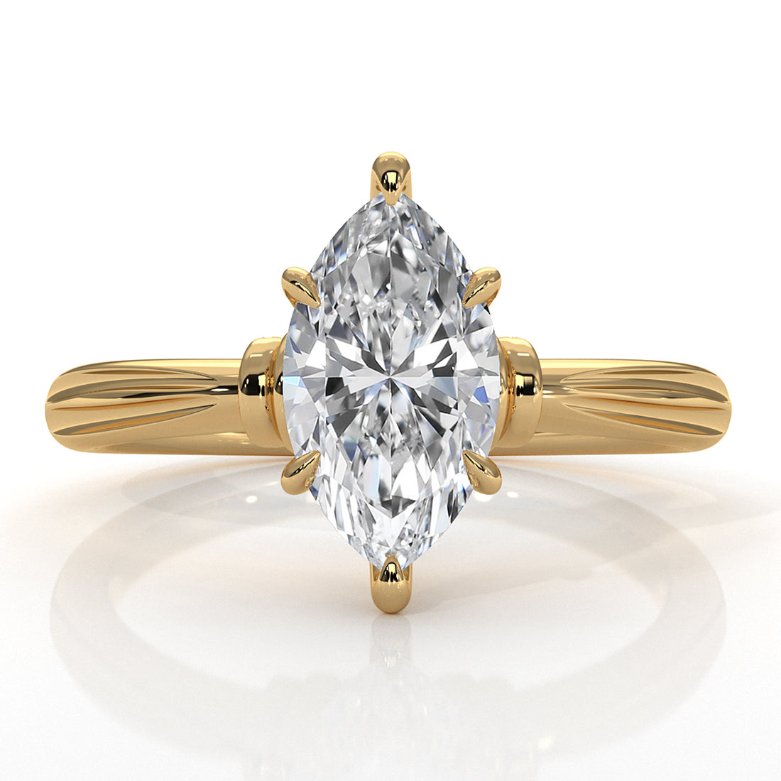 4.2g Ridged Solitaire Prong Set Lab Grown Diamond Engagement Ring IGI Certified 2.6mm 1.00 Ctw.