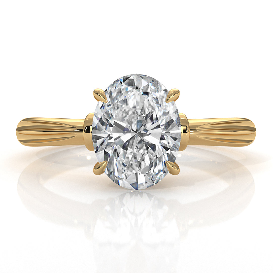 4.2g Ridged Solitaire Prong Set Lab Grown Diamond Engagement Ring IGI Certified 2.6mm 1.00 Ctw.