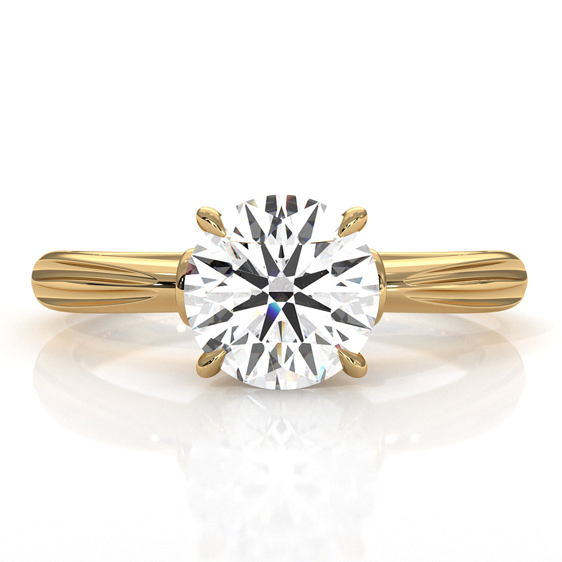 4.2g Ridged Solitaire Prong Set Lab Grown Diamond Engagement Ring IGI Certified 2.6mm 1.00 Ctw.