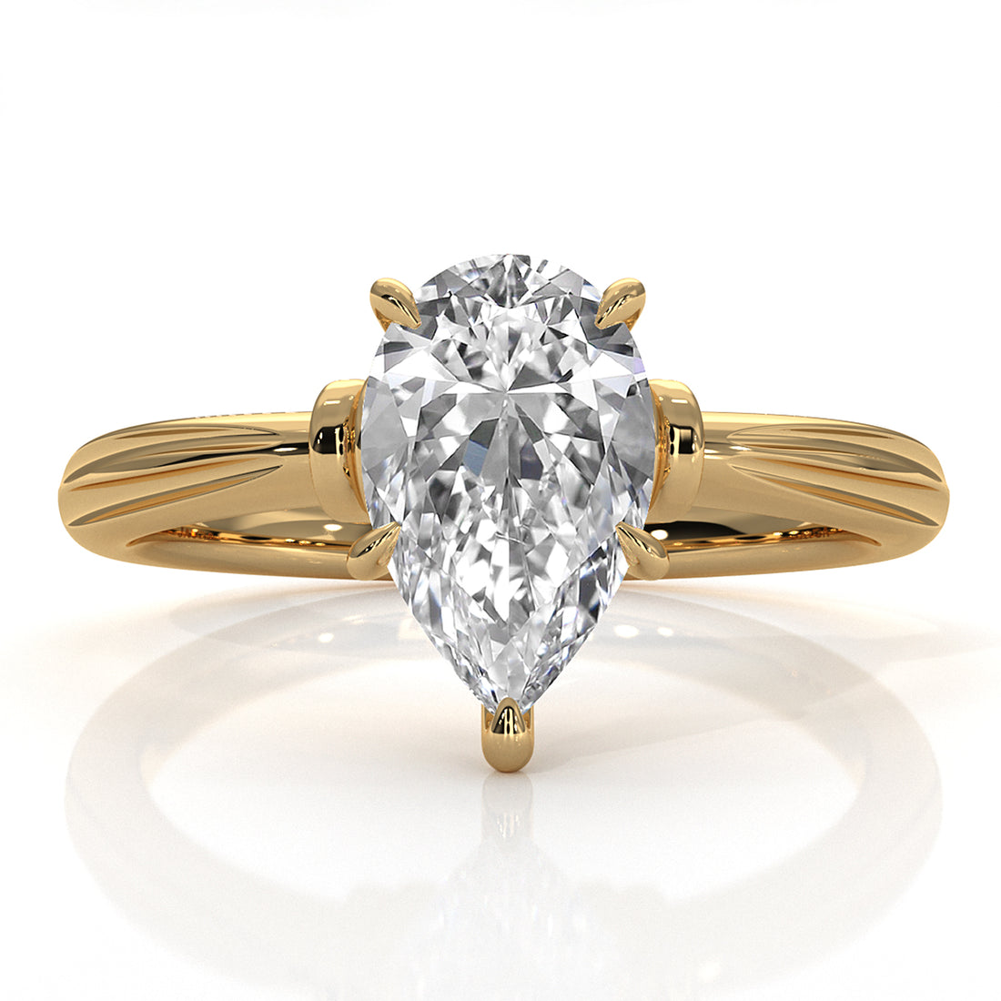 4.2g Ridged Solitaire Prong Set Lab Grown Diamond Engagement Ring IGI Certified 2.6mm 1.00 Ctw.