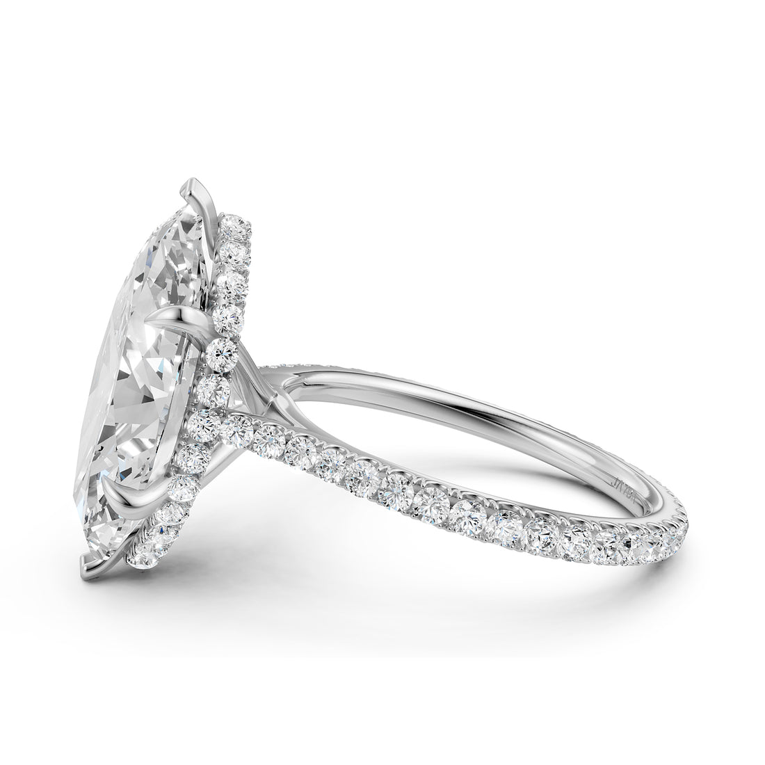 Cathedral Style Halo French U Pave Set Lab Grown Diamond Engagement Ring IGI Certified 4.55 Ctw.