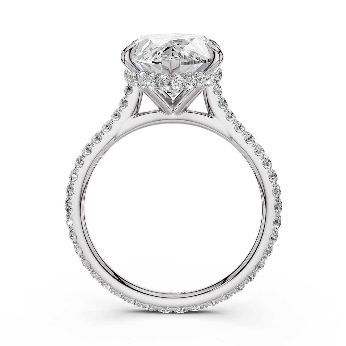 Cathedral Style Halo French U Pave Set Lab Grown Diamond Engagement Ring IGI Certified 4.55 Ctw.
