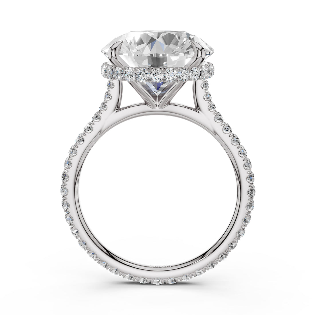 Cathedral Style Halo French U Pave Set Lab Grown Diamond Engagement Ring IGI Certified 4.55 Ctw.